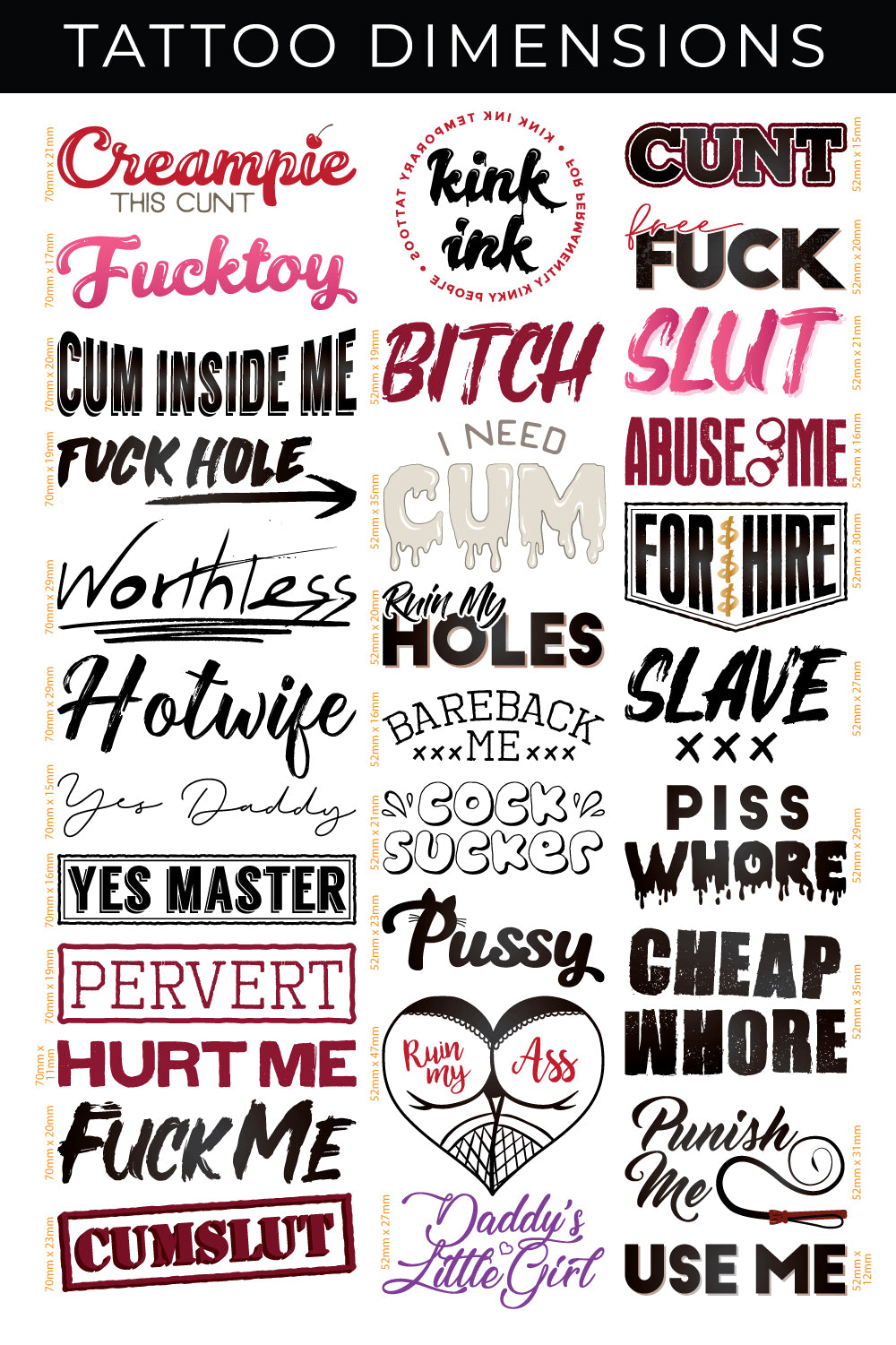 Hardcore Words and Phrases (Mega Sheet #1)